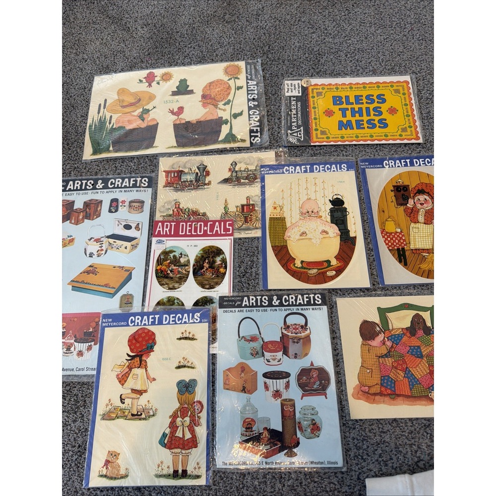 Vintage Meyercord Decals For Arts And Crafts Lot Of 10 Sheets 1960's